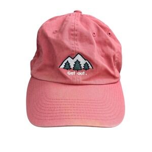 Life is Good Get Out Mountain Embroidered Pink Cotton Adjustable Dad Hat Cap